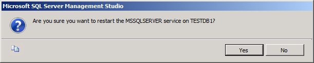 En el cuadro de diálogo Microsoft SQL Server Management Studio, haga clic en Sí.