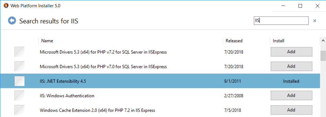 Instalación de IIS mediante WPI