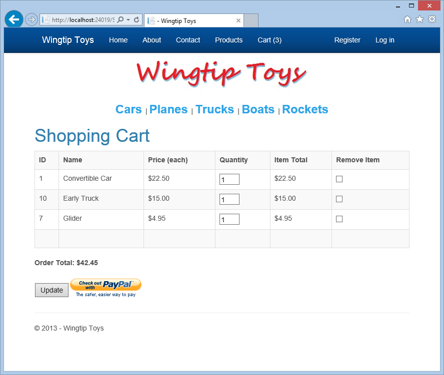 Wingtip Toys - Carro de la compra