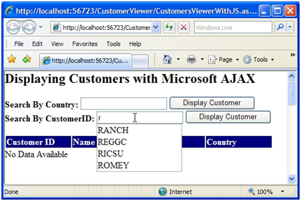 Uso del control AutoCompleteExteExtender.