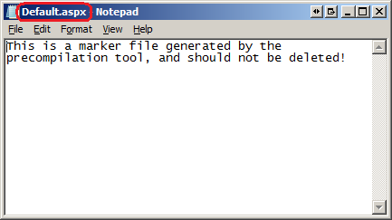 Screenshot of the A S P . N E T files that are stripped off their declarative markup and replaced with the placeholder text.