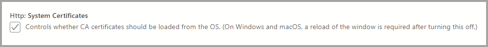 Instantánea de la configuración de los certificados del sistema.