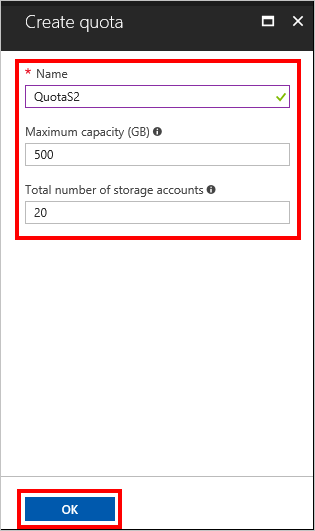 Captura de pantalla que muestra cómo crear una cuota para el nuevo plan en Azure Stack Hub.