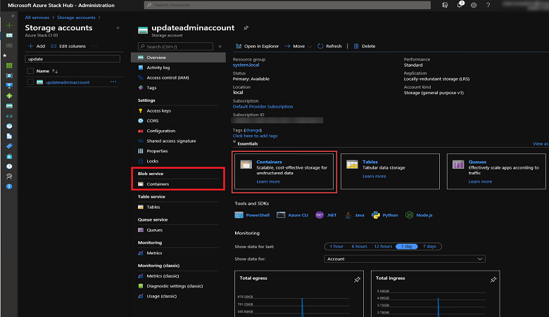 Actualización de Azure Stack Hub: blob