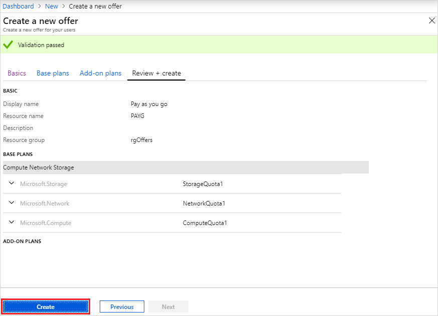 Creación de una nueva oferta en el portal de administración de Azure Stack Hub