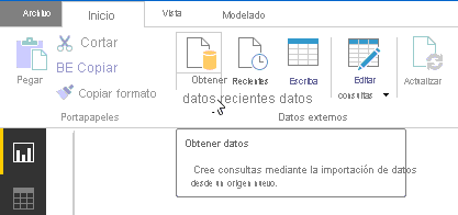 El botón Get Data (Obtener datos)