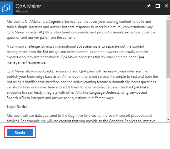 Creación de un servicio QnA Maker