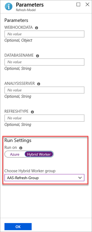 Ejemplo de un webhook con Hybrid Worker