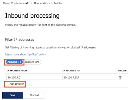 Configurar las direcciones IP permitidas