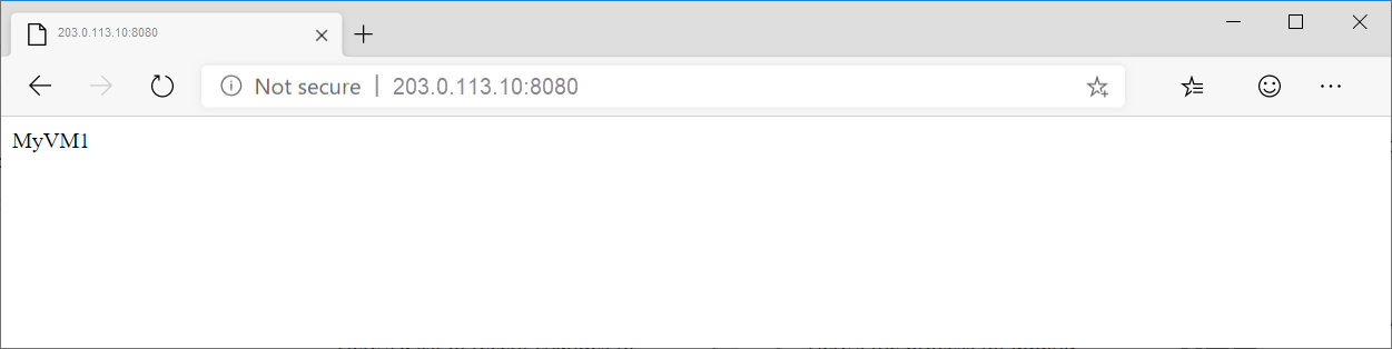 Captura de pantalla de la dirección URL base de prueba en Application Gateway.