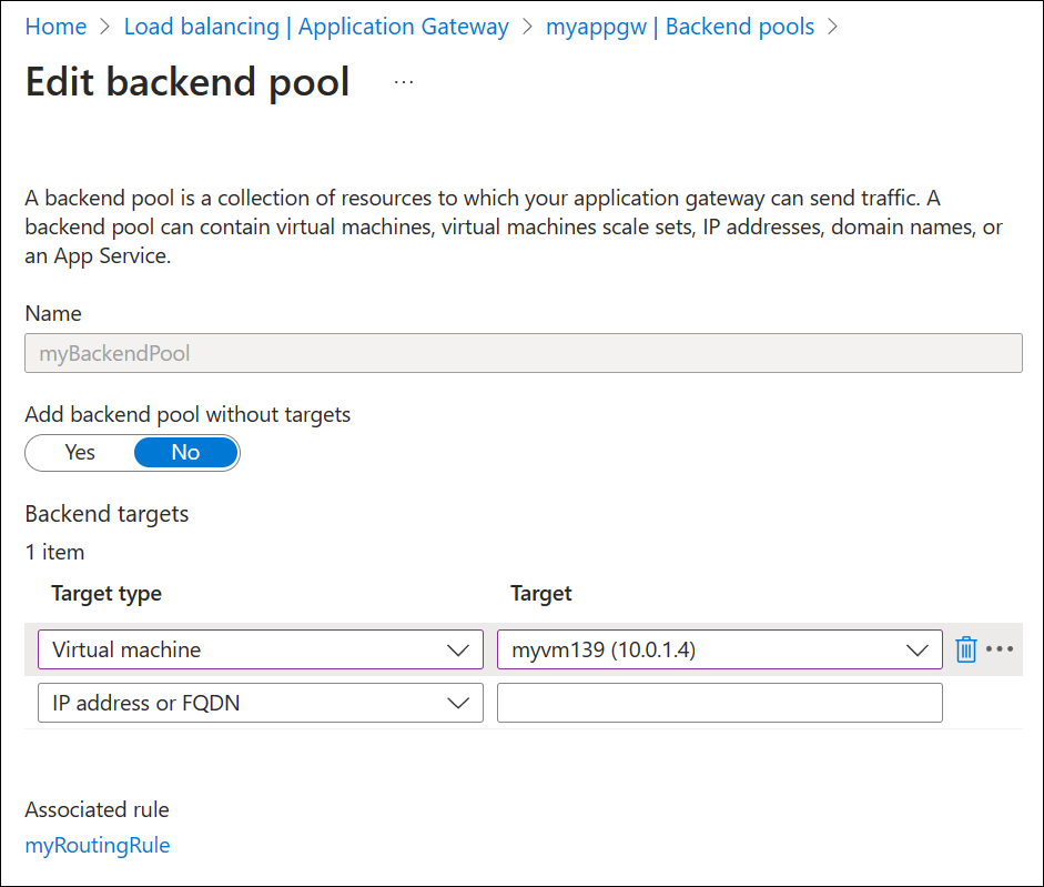 Adición de una subred de back-end