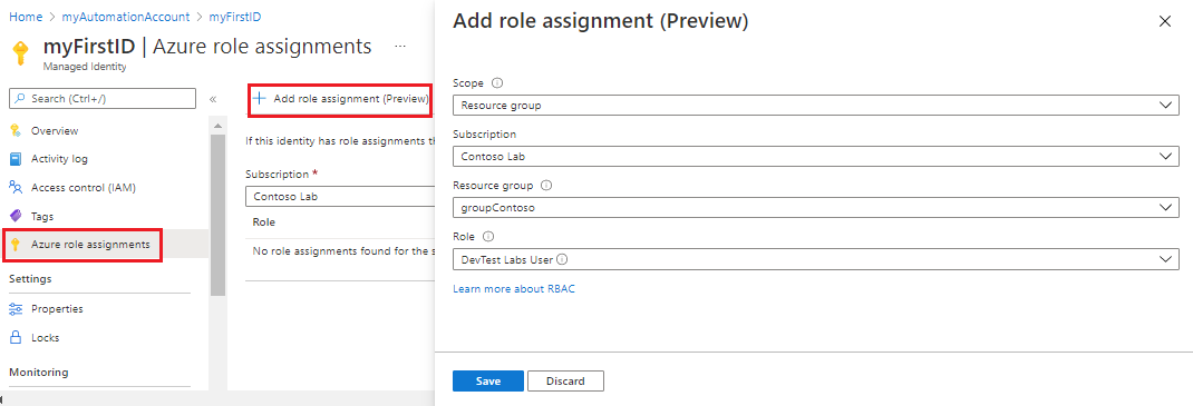 Agregue asignaciones de roles en el portal para la identidad asignada por el usuario.