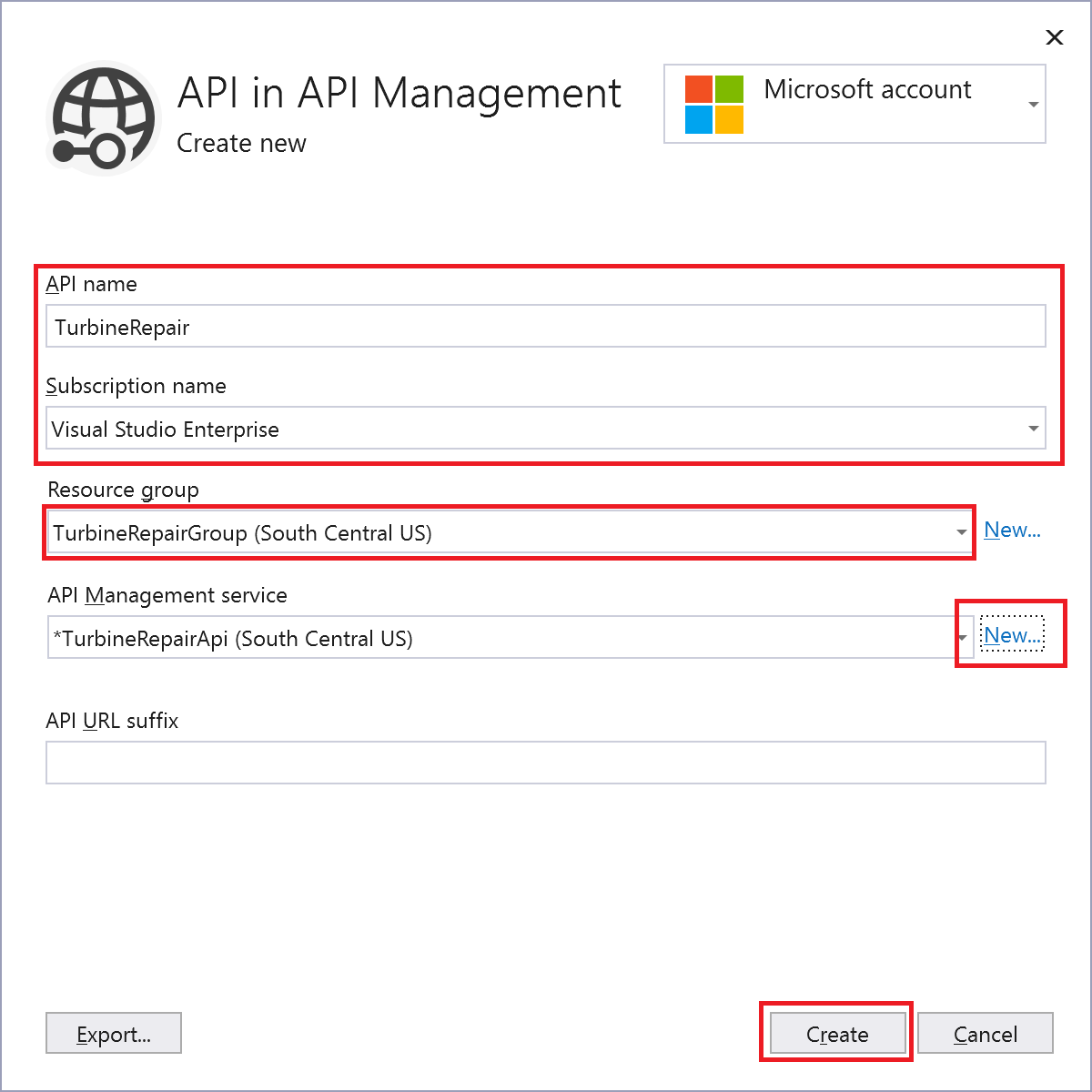 Creación de una instancia de API Management con una API