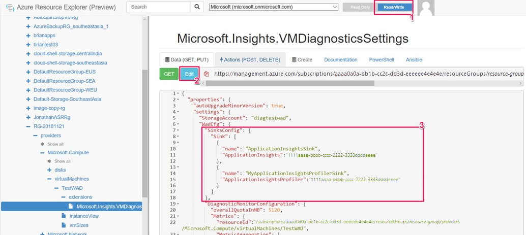 Captura de pantalla que muestra cómo agregar el receptor de Application Insights Profiler.