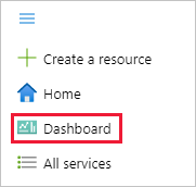 Captura de pantalla del elemento del panel en el menú de Azure Portal.