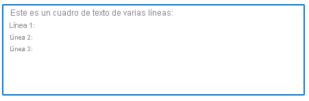 Captura de pantalla de un cuadro de texto de varias líneas utilizando el elemento de UI de Microsoft.Common.TextBox.