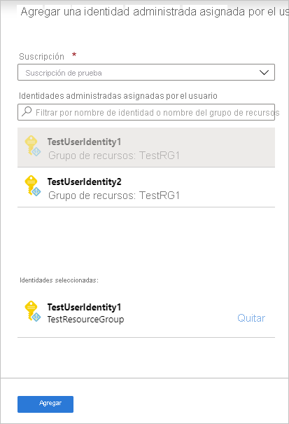 Segundo paso de Microsoft.ManagedIdentity.IdentitySelector