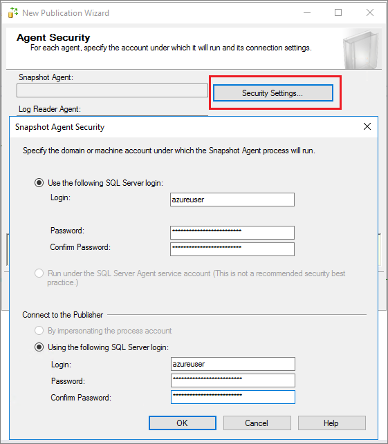 Configuración de la seguridad del Agente de instantáneas