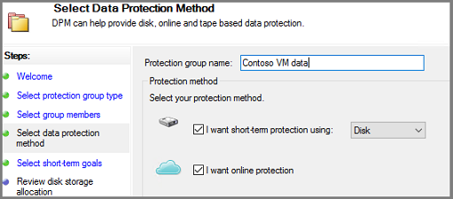 Seleccionar método de protección de datos