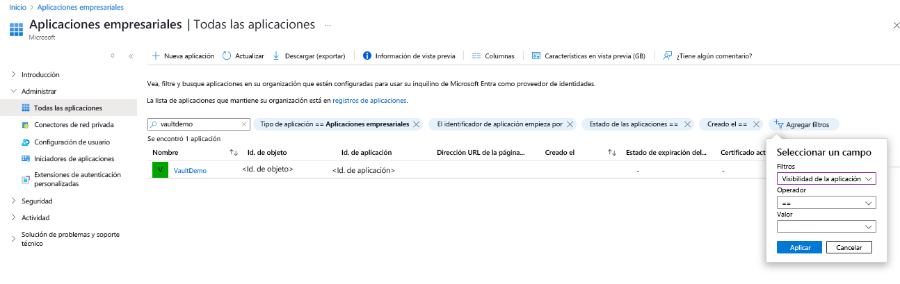 Captura de pantalla en la que se muestra el proceso para copiar el identificador de la aplicación del almacén.