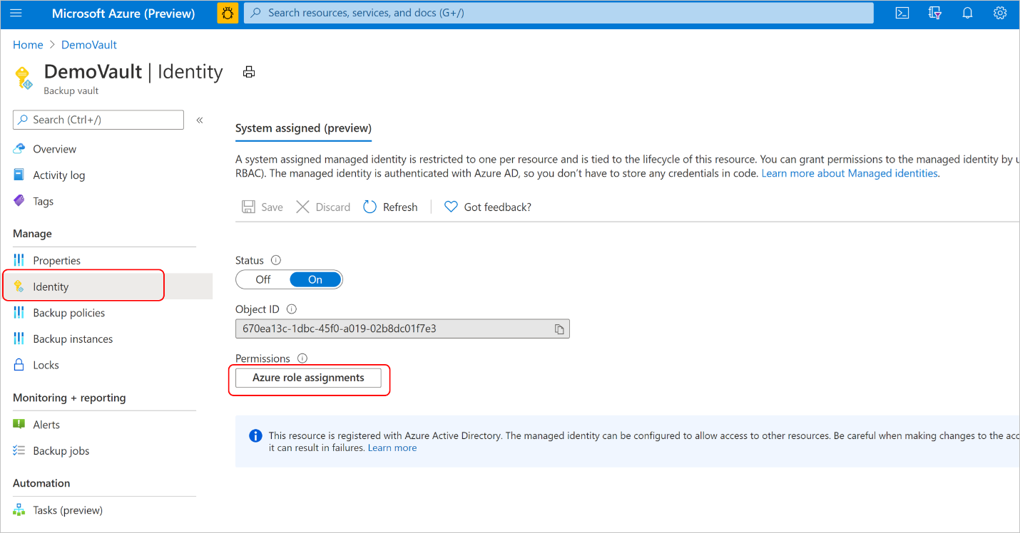 Selección de la opción Asignaciones de roles de Azure