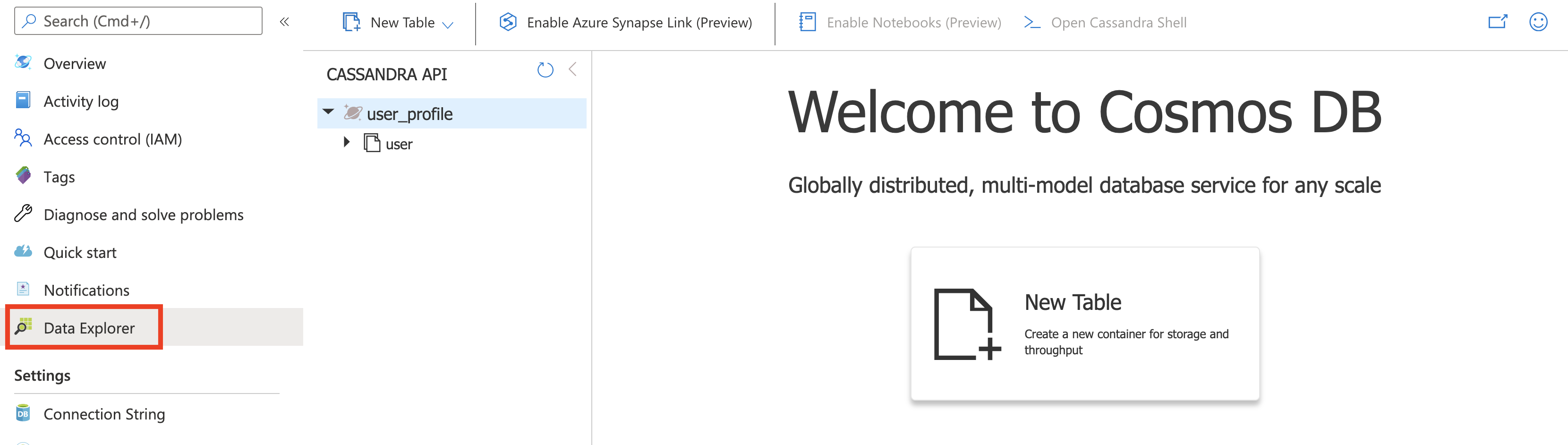 Visualizar los datos en el Explorador de datos: Azure Cosmos DB