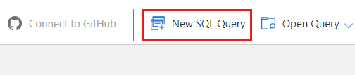 Captura de pantalla de la opción Nueva consulta SQL en la barra de comandos de Data Explorer.