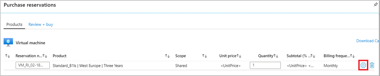 Captura de pantalla que muestra el símbolo de configuración.