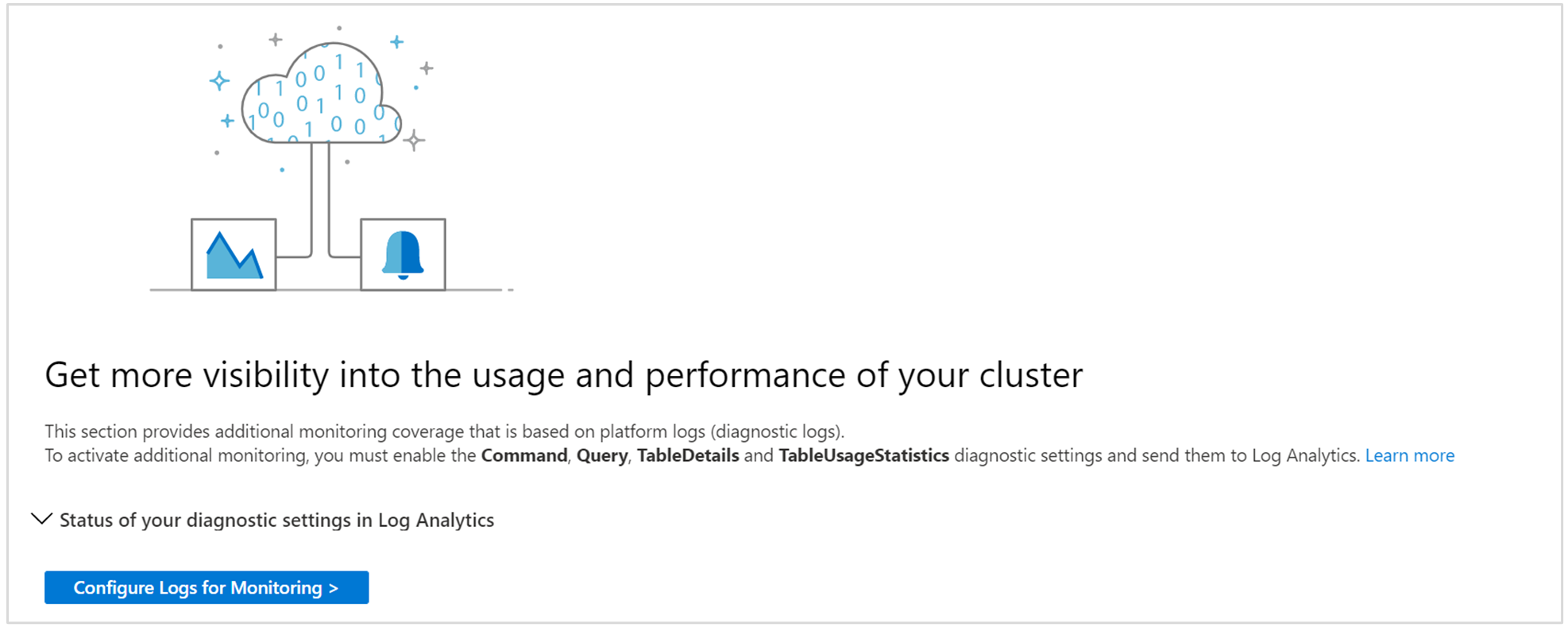 Captura de pantalla del botón para configurar registros para la supervisión.