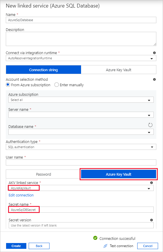 Configuración del secreto de Azure Key Vault