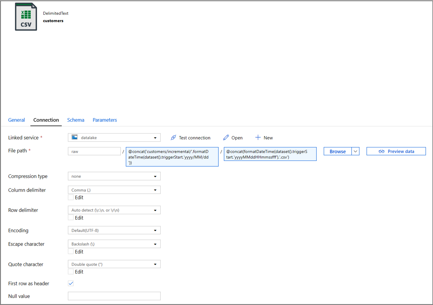 Configuración del conjunto de datos de receptor: 3