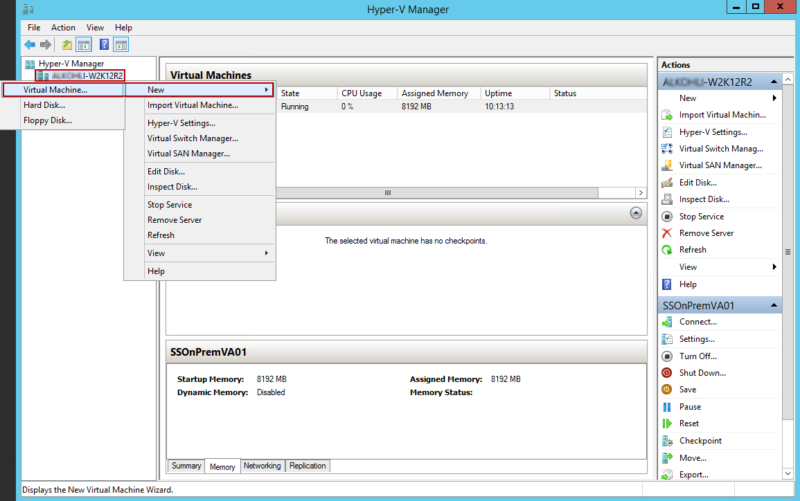 Creación de una máquina virtual en el Administrador de Hyper-V