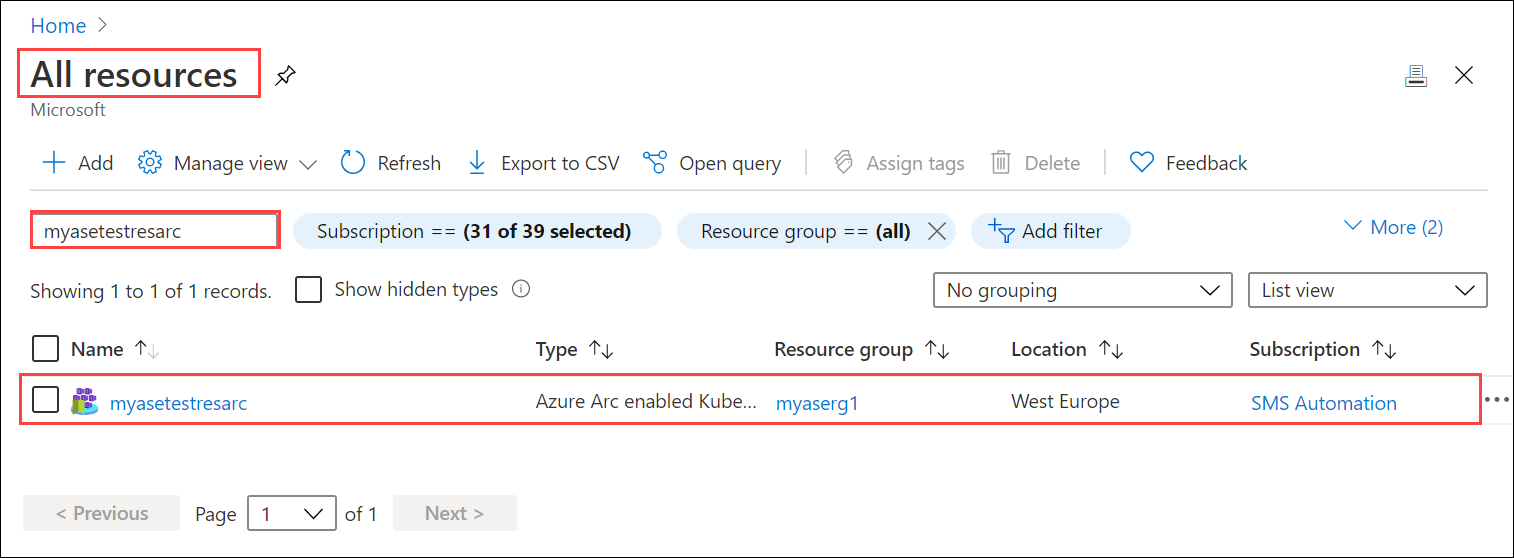 Ir al recurso de Azure Arc