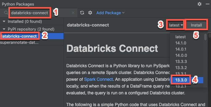 Instale el paquete de Databricks Connect