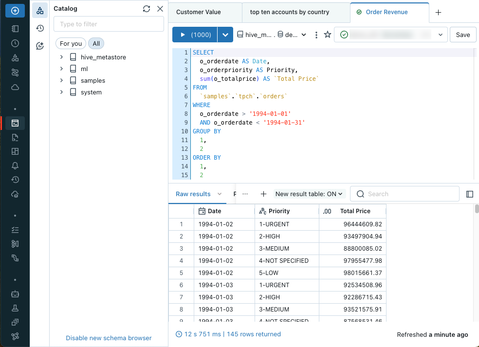 Interfaz de usuario del editor SQL