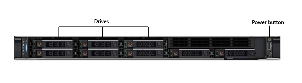 Imagen del panel frontal de Dell PowerEdge R350.