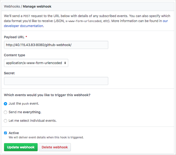 Crear un webhook de GitHub para Jenkins