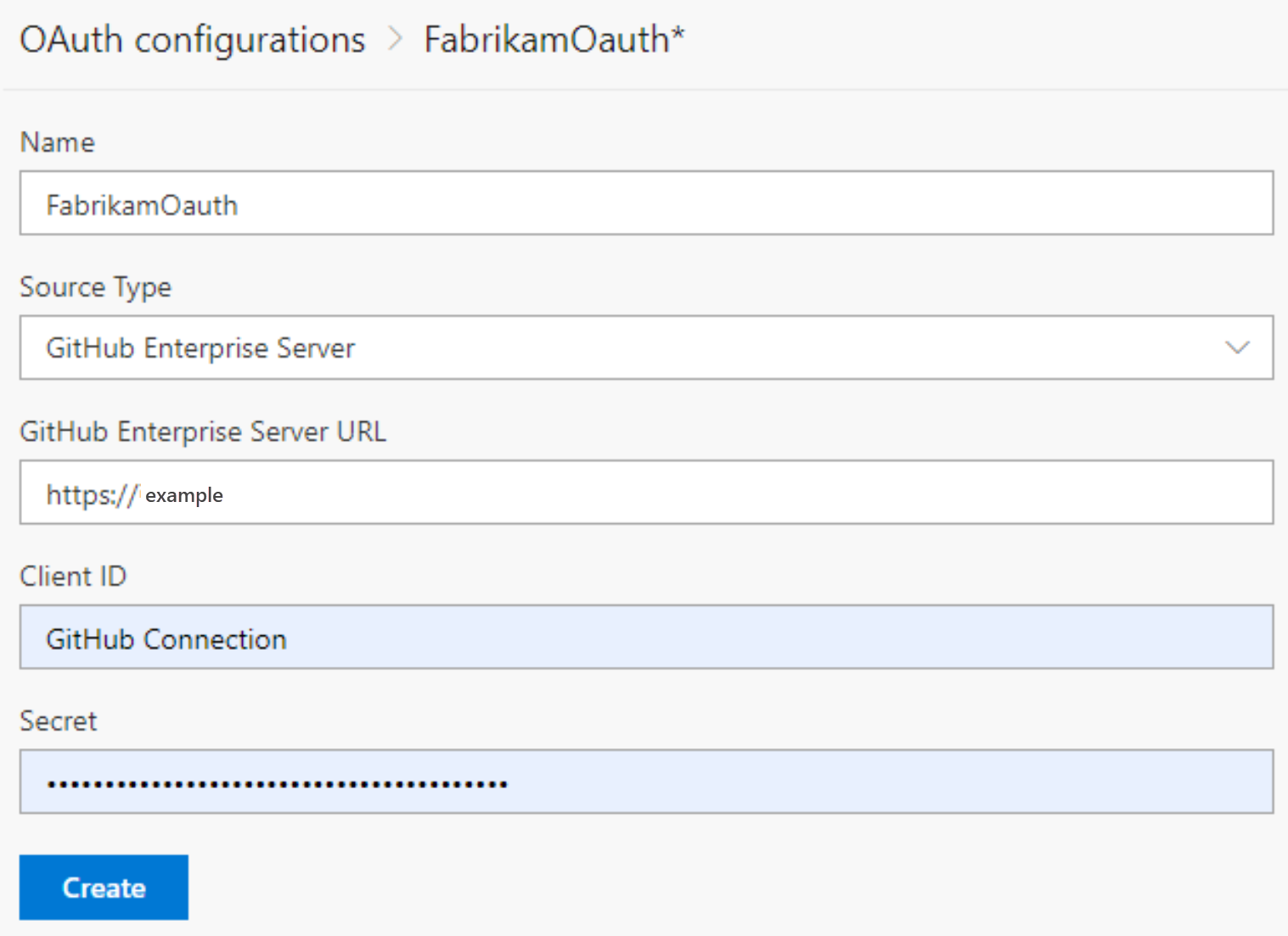 Cuadro de diálogo Configuraciones de OAuth.