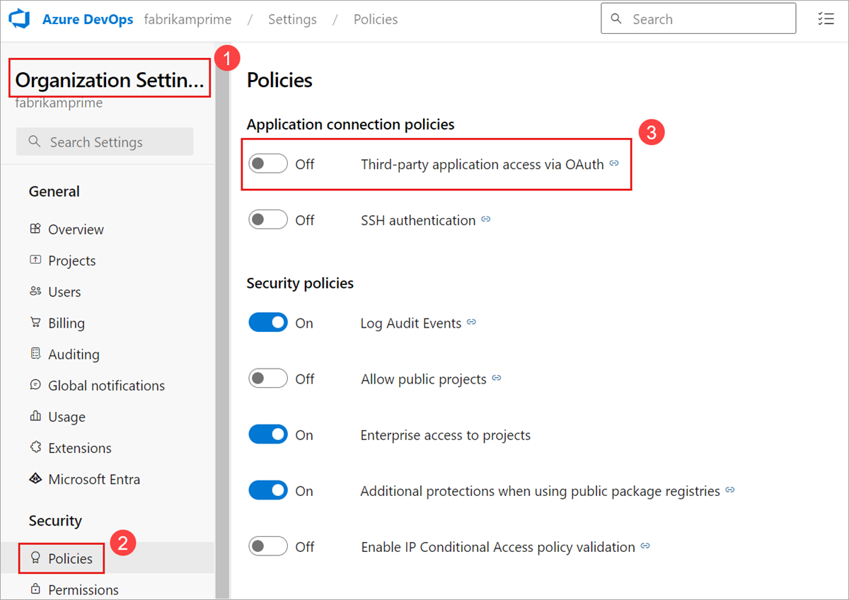 Habilitación de la configuración de Acceso a aplicaciones de terceros mediante OAuth para la organización