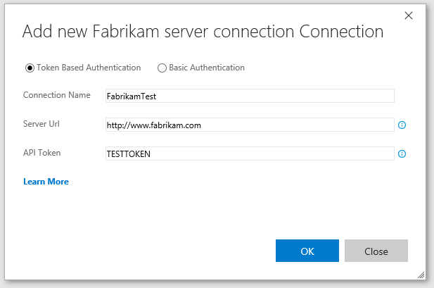 Captura de pantalla de la configuración del punto de conexión de servicio.