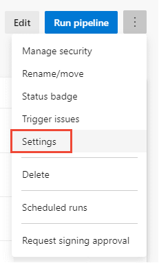 Abra Configuración de canalización.