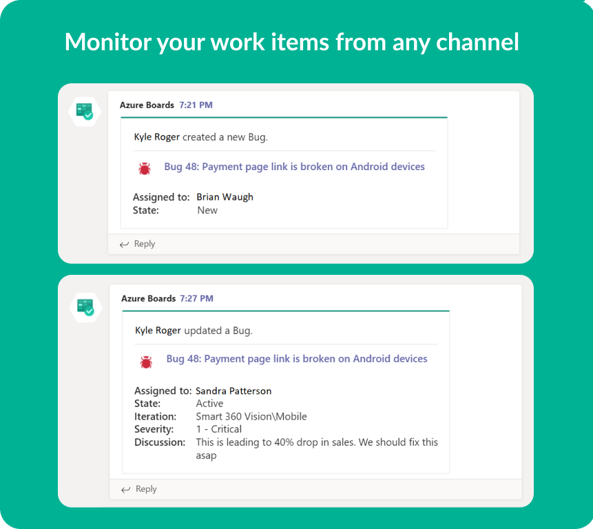 Azure Boards aplicación para Microsoft Teams.