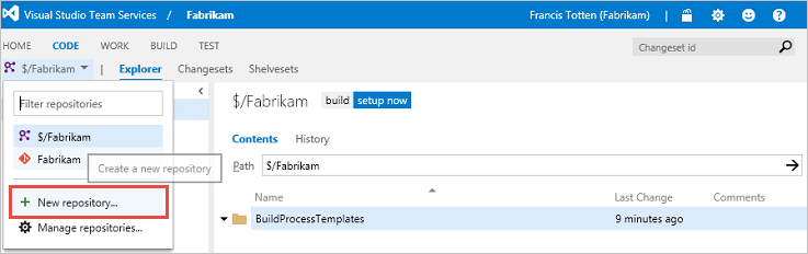 Creación de un repositorio de Git en Azure Repos