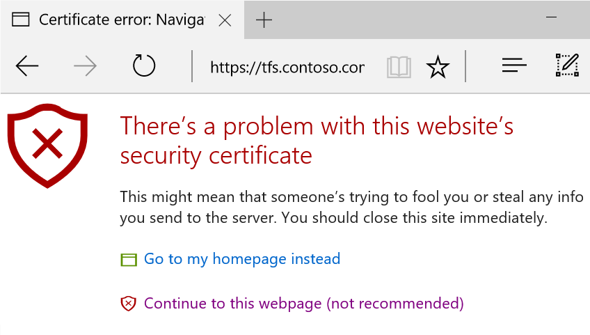 Errores de certificado en Edge.