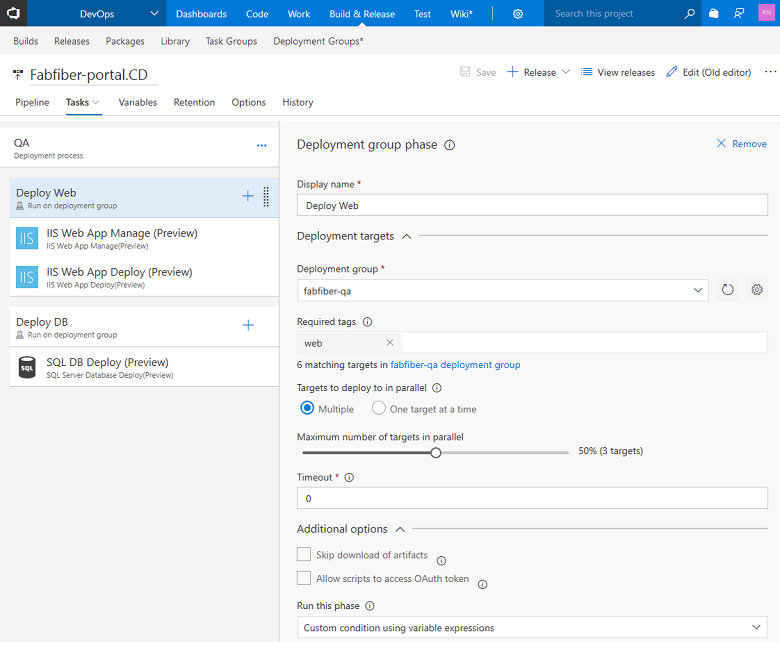 Configuración de grupos de implementación