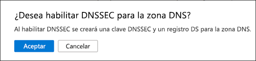 Captura de pantalla de confirmación de la firma de DNSSEC.