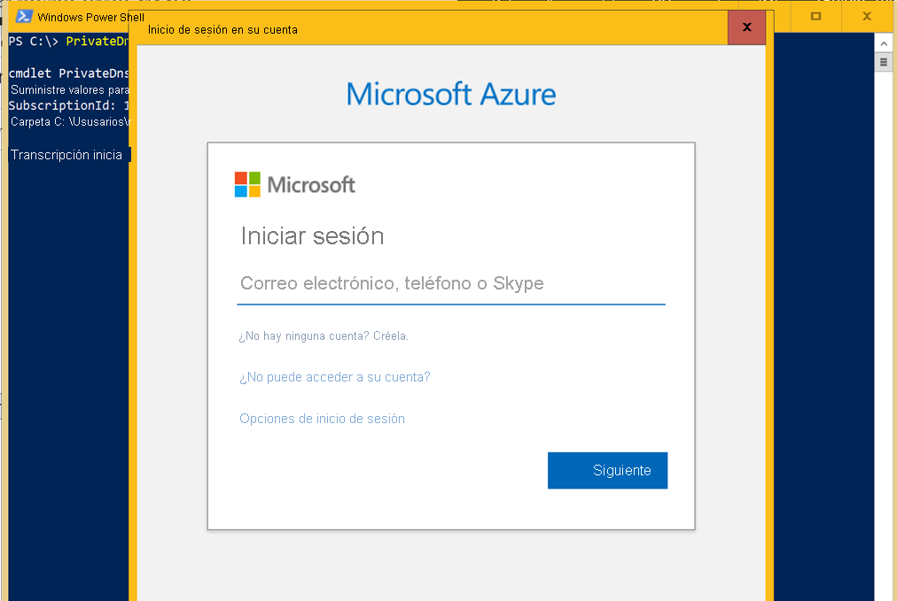 Inicio de sesión en Azure