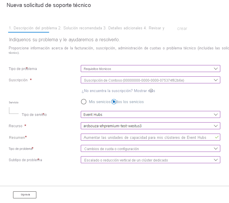 Página Incidencia de soporte técnico