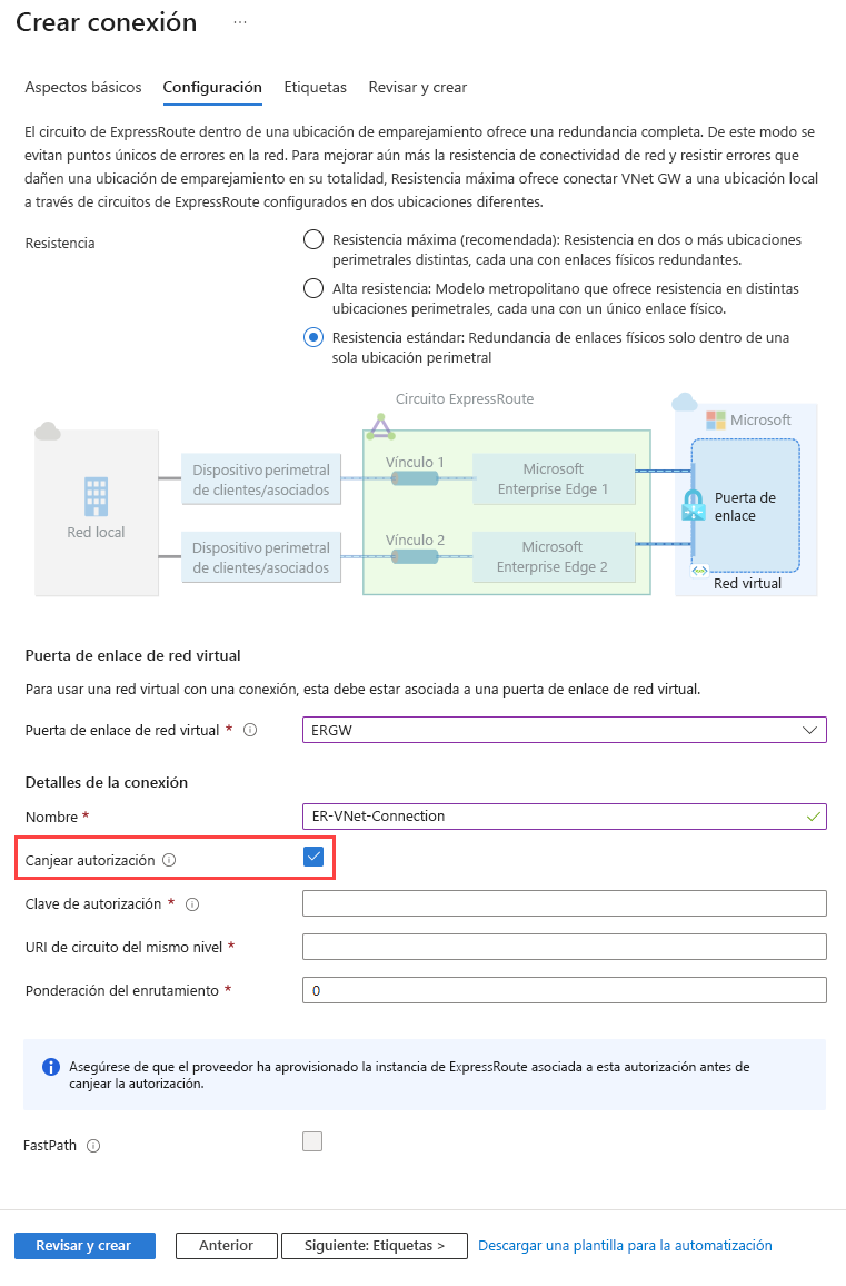 Página Configuración