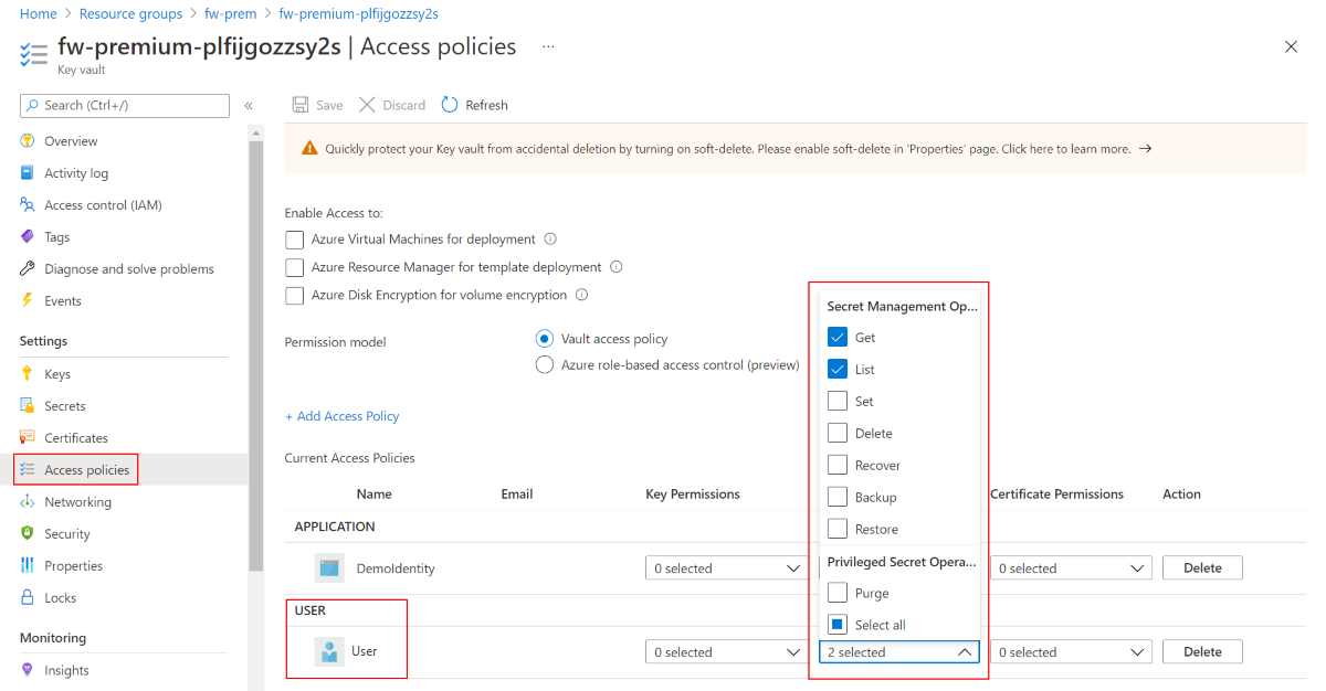 Directiva de acceso de Azure Key Vault